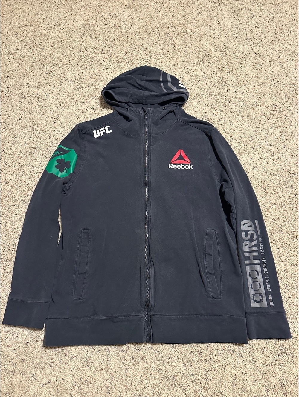 Reebok UFC Conor McGregor Black Zip-Up Hoodie Size L
